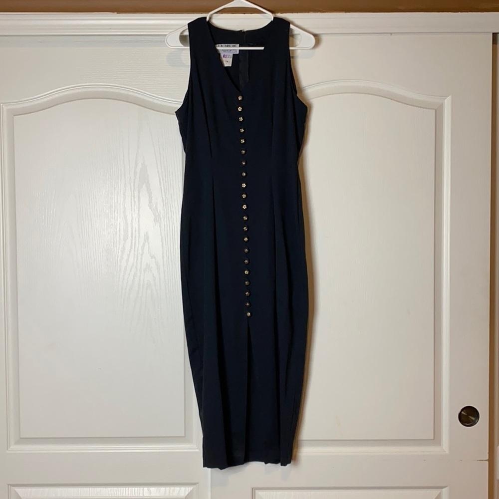 VINTAGE GOLD BUTTON DETAIL LITTLE BLACK DRESS